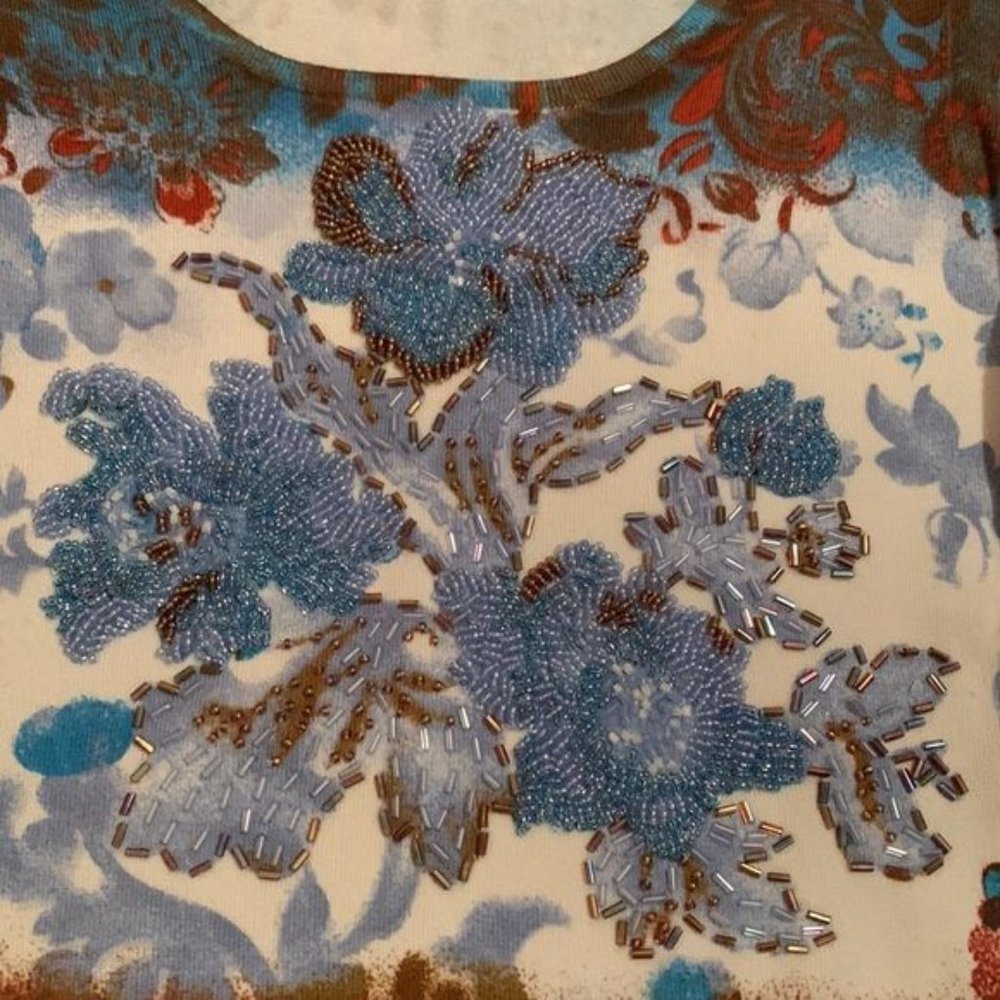 Beaded Floral Sweater Made in Italy - Picture 3 of 6